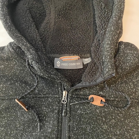 Free Country Men's Osprey Gray Black‎ Knit Hoodie Jacket Fleece Lined- XL - Picture 9 of 12
